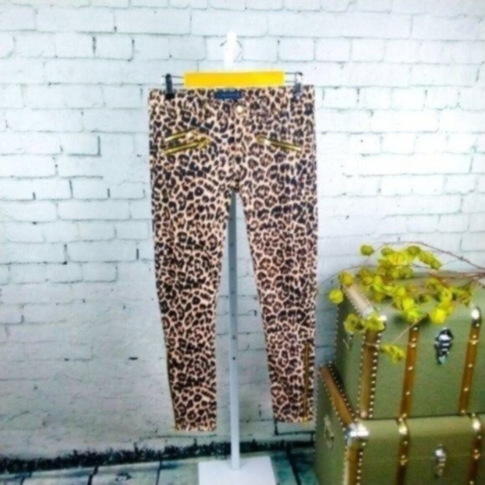 Juicy Couture Leopard Print Skinny Jeans Tan Size 26